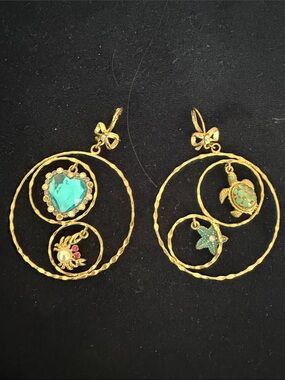 Betsy Johnson Sea Life Hoop Earrings with Turquoise Accents